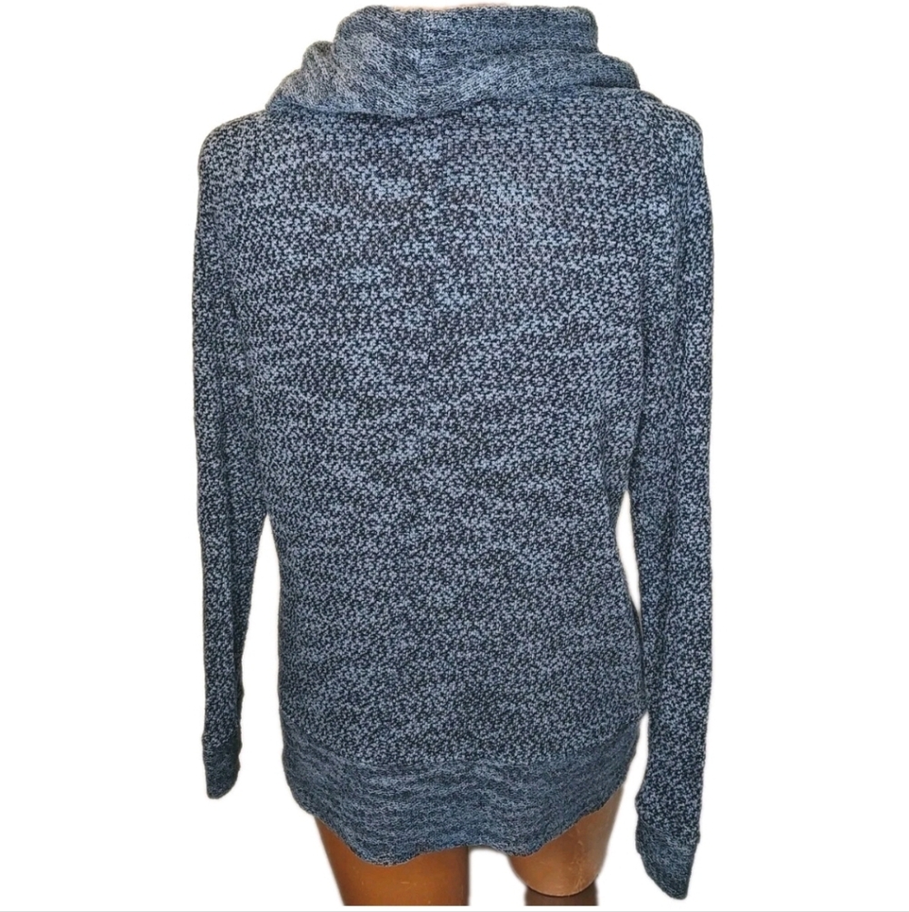 Ann Taylor Loft Cowl Neck Textured Knit Top Woman Large Blue Sweater Long Sleeve - Picture 2 of 8
